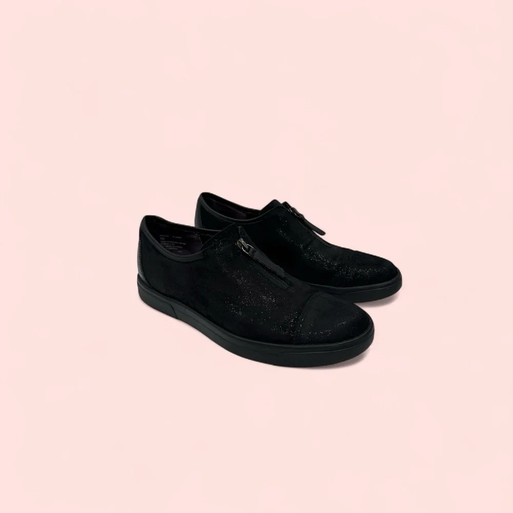 MUNRO ROSLYN Zip Sneaker Comfort Shoe BLACK SUEDE size 7 M